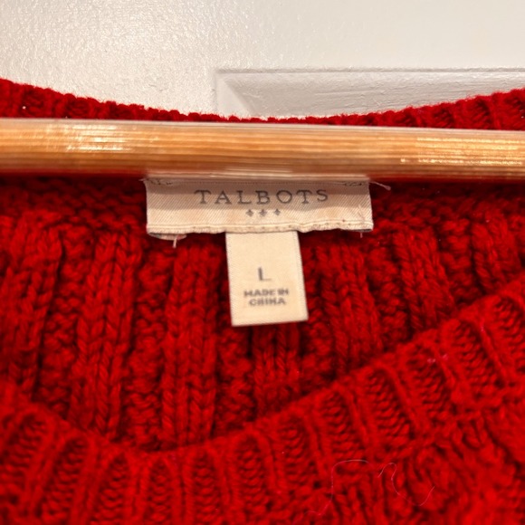 Vintage Talbots Cable Knit Crewneck Sweater Womens Large Nordic Scandinavian Red - Picture 4 of 9
